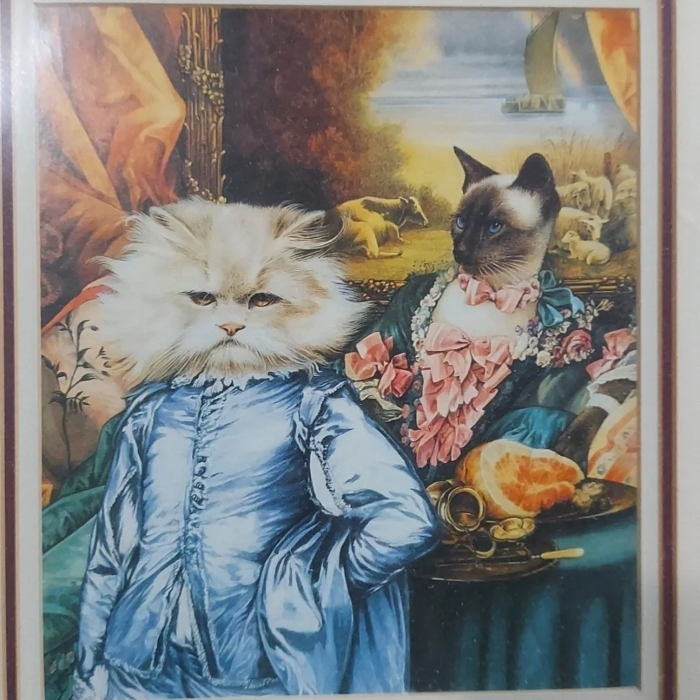 Crazy Catittude Whimsical Cat and Feline Victorian Framed Print
